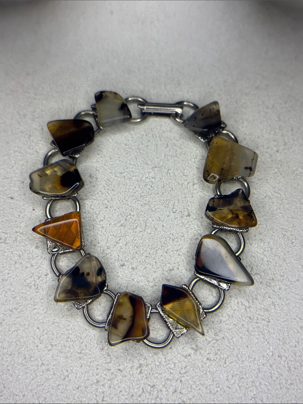 silver and agate stone bracelet